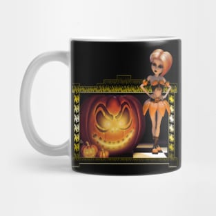 Halloween, cute girl with pumpkin Mug